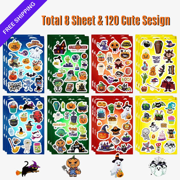 Halloween Castle Stickers, Pumpkin Ghost Cartoon DIY