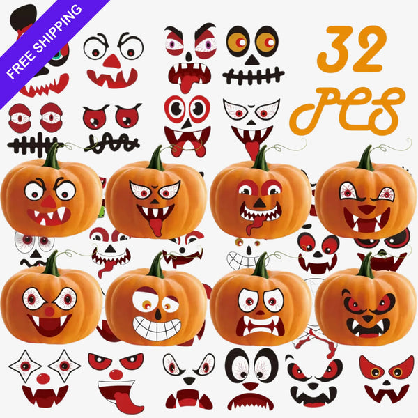 Halloween Stickers, Pumpkin Face Stickers, DIY Decals