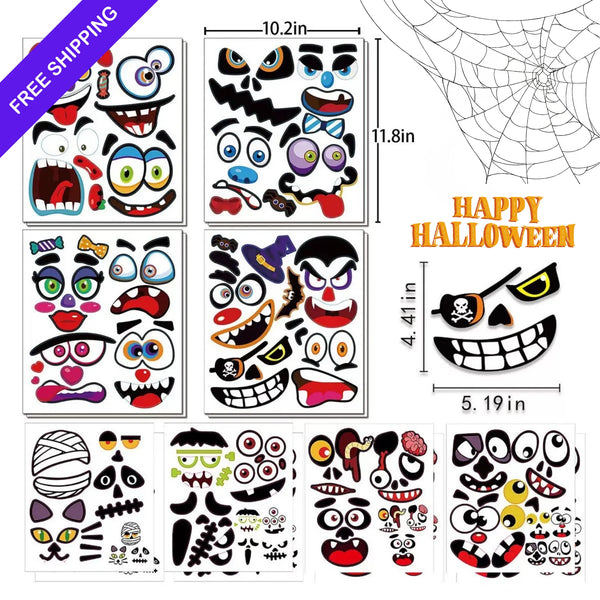 Expressive Halloween Stickers, Mix & Match Pumpkin Face DIY Decals